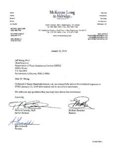 Response to California Department of Toxic Substance Control’s Information DTSC’s Data Call-in on Baytubes In a January 22, 2009 letter to Bayer MaterialScience LLC (BMS), California’s Department of Toxic Substanc