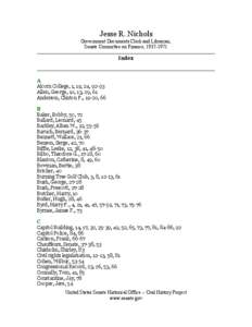 Jesse R. Nichols Government Documents Clerk and Librarian, Senate Committee on Finance, [removed]Index  A