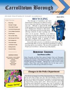 Carrolltown Borough CARROLLTOWN NEWSLETTER Newsletter  140 E. Carroll St PO Box 307 Carrolltown, PA