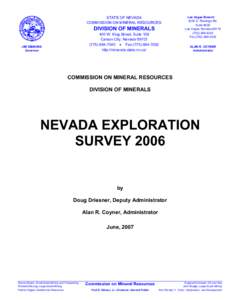 STATE OF NEVADA COMMISSION ON MINERAL RESOURCES DIVISION OF MINERALS 400 W. King Street, Suite 106 Carson City, Nevada 89703