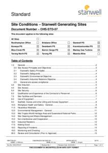 Site Conditions - Stanwell Generating Sites