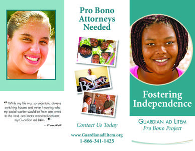 Pro Bono Attorneys Needed Fostering Independence