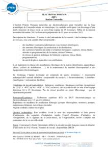 [Tapez un texte]  ELECTROTECHNICIEN (H/F) Station Concordia L’Institut Polaire Français recherche un électrotechnicien pour travailler sur la base