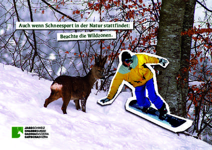 Auch wenn Schneesport in der Natur stattfindet:  Beachte die Wildzonen. Nimm beim Schneesport Rücksicht auf die Natur.