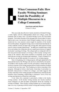 43  When Consensus Fails: How Faculty Writing Seminars Limit the Possibility of Multiple Discourses in a