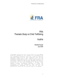 Thematic Study on child trafficking Austria  FRA Thematic Study on Child Trafficking Austria Manfred Nowak