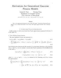 1  Derivations for Generalized Gaussian Process Models Antoni B. Chan Daxiang Dong
