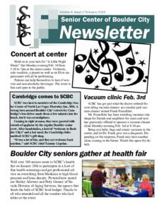Volume 4, Issue 2 February[removed]Senior Center of Boulder City Newsletter Concert at center