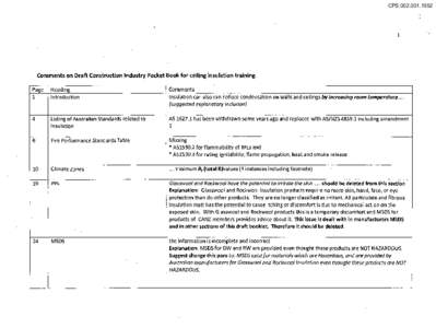 CPS[removed]Comments on Draft Construction Industry Pocket Book for ceiling insulation training. Page