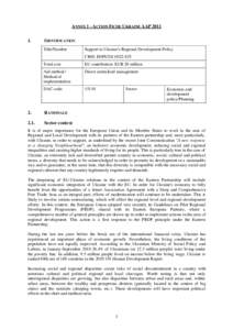 ANNEX 1 - ACTION FICHE UKRAINE AAP[removed]IDENTIFICATION Title/Number