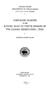 Corporate Charter of the Kanosh Band of Paiute Indians of the Kanosh Reservation