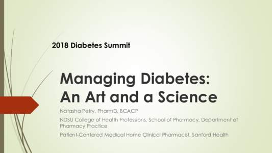 Diabetic Medications:  The Basics