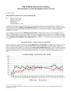 THE WMUR GRANITE STATE POLL THE UNIVERSITY OF NEW HAMPSHIRE SURVEY CENTER October 18, 2013