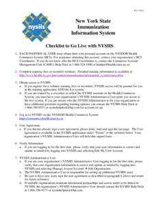 Microsoft Word - Checklist to Go Live with NYSIIS_rev 7.2013doc.doc