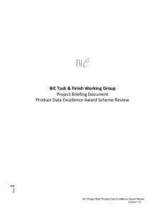 Page  1 BIC Task & Finish Working Group Project Briefing Document