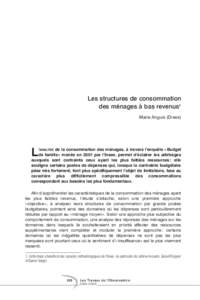 Les structures de consommation des ménages à bas revenus1 Marie Anguis (Drees)