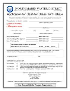 NORTH MARIN WATER DISTRICT 999 Rush Creek Place ● (P.O. Box 146) ● Novato ● CaliforniaPhoneApplication for Cash for Grass Turf Rebate