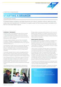 STARTING A BUSINESS  1 STARTING A BRANCH OPERATING GUIDE