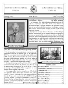 In September Ruth Hall-McMillan responded swiftly to our call for a volunteer to replace Paul Reside as the editor of our newsletter. Ruth is a longtime member of the Historical Society and she has had considerable exper