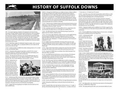 History of Suffolk Downs[removed]Pari-mutuel wagering is legalized in Massachusetts and Eastern Racing