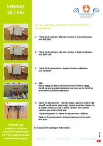 VENDLET V4 / V4+ Korrekt opkobling af VENDLET V4 / VENDLET V4+ elektronikboks 1.	 Tilslut stik fra aktuator blå side i bunden af elektronikboksen 	 mrk. BLÅ SIDE.