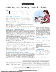 ADVICE FOR PATIENTS  Water Safety and Swimming Lessons for Children D