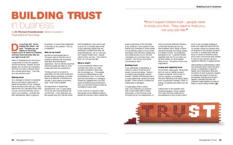 Building trust in business  BUILDING TRUST in business  “Don’t expect instant trust – people need