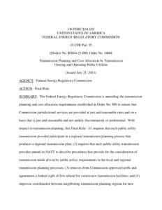 RM10[removed]Transmission Planning and Cost Allocation by Transmission Owning and Operating Public Utilities