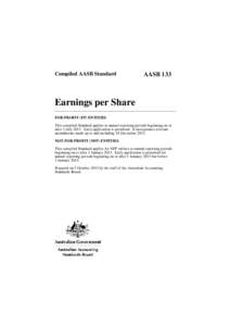 Compiled AASB Standard  AASB 133 Earnings per Share FOR-PROFIT (FP) ENTITIES