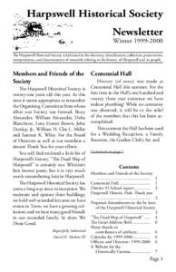 Harpswell Historical Society Newsletter Winter[removed]The Harpswell Historical Society is dedicated to the discovery, identification, collection, preservation, interpretation, and dissemination of materials relating t