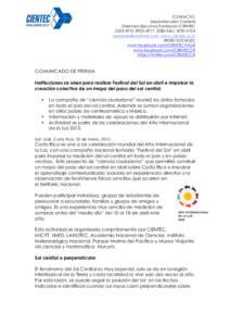 CONTACTO: Alejandra León Castellá Directora Ejecutiva,Fundación CIENTEC, , ,  , www.cientec.or.cr REDES SOCIALES: