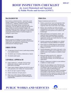 ROOF INSPECTION CHECKLIST  MMS-427 for Assets Maintained and Operated by Public Works and Services (GNWT)