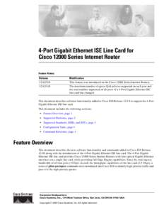 4-Port Gigabit Ethernet ISE Line Card for Cisco[removed]Series Internet Router Feature History Release