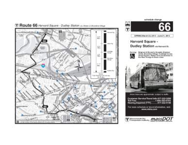 schedule change  66 Route 66 Harvard Square - Dudley Station via Allston & Brookline Village Mt. Auburn St.