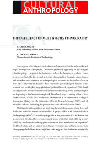 CA  THE EMERGENCE OF MULTISPECIES ETHNOGRAPHY S. EBEN KIRKSEY City University of New York Graduate Center STEFAN HELMREICH
