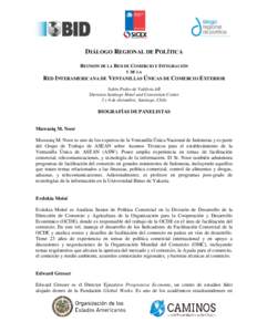 DIÁLOGO REGIONAL DE POLÍTICA REUNIÓN DE LA RED DE COMERCIO E INTEGRACIÓN Y DE LA RED INTERAMERICANA DE VENTANILLAS ÚNICAS DE COMERCIO EXTERIOR Salón Pedro de Valdivia AB