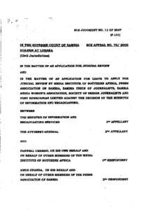 SCZ JUDGMENT NO. 11 OFP.131) IN THE SUPREME COURT OF ZAMBIA  SCZ APPEAL NO