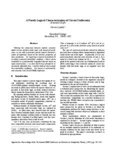 Complexity classes / Model theory / Circuit complexity / Predicate logic / Semantics / FO / BIT predicate / AC0 / Predicate / Theoretical computer science / Mathematics / Applied mathematics