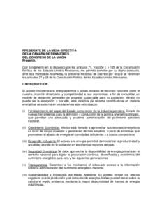 PRESIDENTE DE LA MESA DIRECTIVA DE LA CÁMARA DE SENADORES DEL CONGRESO DE LA UNIÓN
