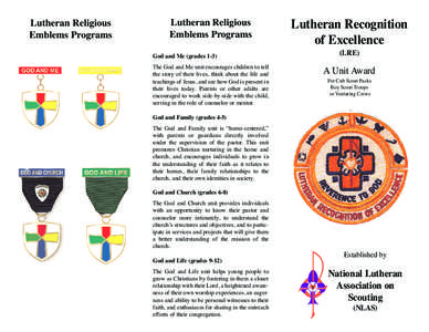 Lutheran Religious Emblems Programs Lutheran Religious Emblems Programs God and Me (grades 1-3)