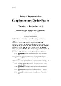 Supplementary Order Paper No 167: Taxation (Livestock Valuation, Assets Expenditure, and Remedial Matters) Bill