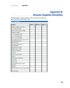 Are You Ready?  Appendix B Appendix B: Disaster Supplies Checklists