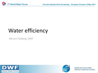 7th World Water Forum  Pre-view Session/Kick-off meeting – European Process 19 May 2014 Water efficiency Miriam Feilberg, DWF