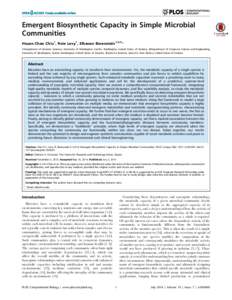 Emergent Biosynthetic Capacity in Simple Microbial Communities Hsuan-Chao Chiu1, Roie Levy1, Elhanan Borenstein1,2,3* 1 Department of Genome Sciences, University of Washington, Seattle, Washington, United States of Ameri