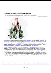 Chrysoberyl Classification and Properties 