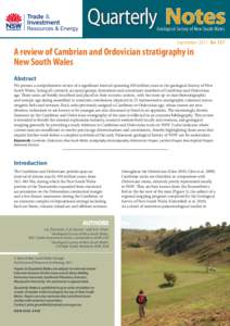 Quarterly   Notes Geological Survey of New South Wales September 2011 No 137  A review of Cambrian and Ordovician stratigraphy in