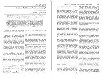 Social Psych&g! Qunrrerl~ 1992. Vol. 55. No[removed]Structural Position and Perceived Similarity* ALAINA MICHAELSON NOSHIR S CONTRACTOR