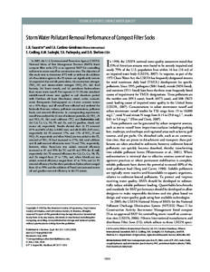 TECHNICAL REPORTS: SURFACE WATER QUALITY  Storm Water Pollutant Removal Performance of Compost Filter Socks L.B. Faucette* and F.A. Cardoso-Gendreau Filtrexx International E. Codling, A.M. Sadeghi, Y.A. Pachepsky, and D.