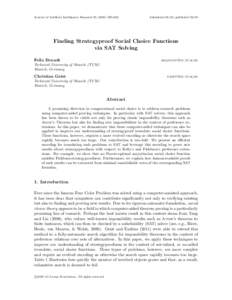 Journal of Artificial Intelligence Research602  Submitted 08/15; publishedFinding Strategyproof Social Choice Functions via SAT Solving