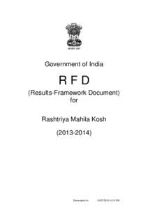 Government of India  RFD (Results-Framework Document) for Rashtriya Mahila Kosh